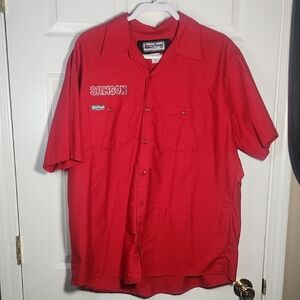 Vibrant Red Casual Button Down Shirt with Pointed Collar